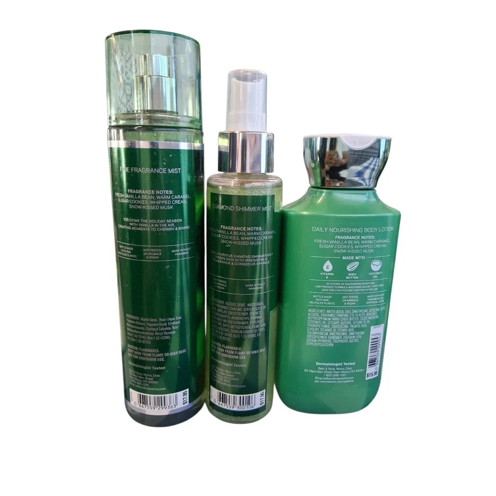 Seasonal Bath & Body Works Women's Vanilla Bean Noel 4 pcs‎ Bundle Cream Wash +